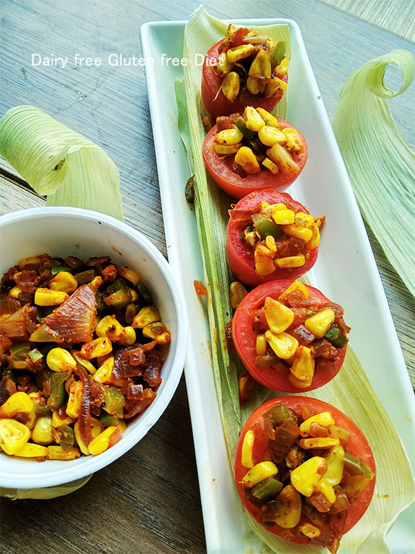 Corn stuffed tomatoes